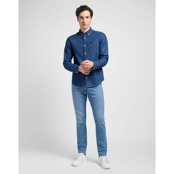 Lee Button Down Skjorte Med Lange ærmer Blå S Mand