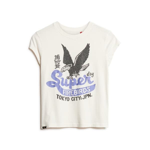 Superdry Embellished Poster Cap T-shirt Med Korta ärmar Vit XS Kvinna