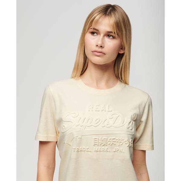 Superdry Embossed Vl Relaxed T-shirt Med Korta ärmar Beige M Kvinna