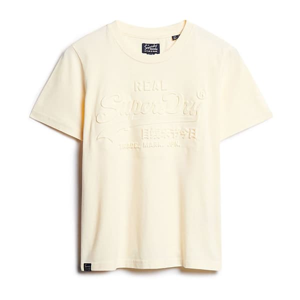 Superdry Embossed Vl Relaxed T-shirt Med Korta ärmar Beige M Kvinna