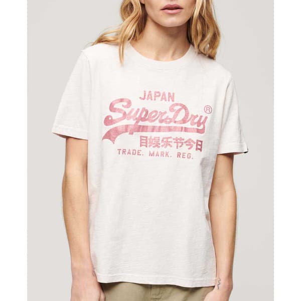 Superdry Metallic Vl Relaxed T-shirt Med Korta ärmar Vit M Kvinna