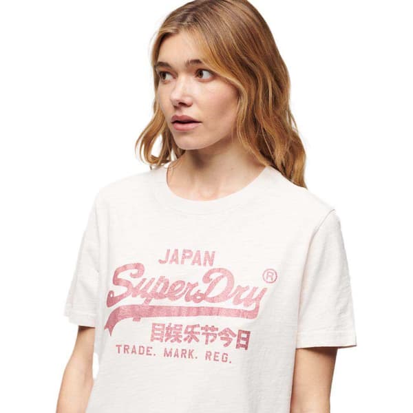 Superdry Metallic Vl Relaxed T-shirt Med Korta ärmar Vit M Kvinna