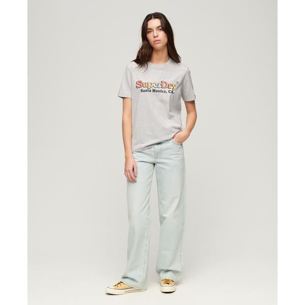 Superdry Rainbow Logo Relaxed T-shirt Med Korta ärmar Grå S Kvinna