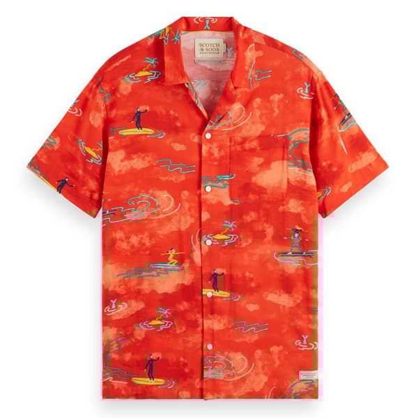 Scotch & Soda 177054 Kortärmad Skjorta Orange M Man