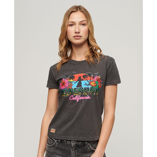 Superdry Cali Sticker Fitted T-shirt Med Korta ärmar Brun M Kvinna