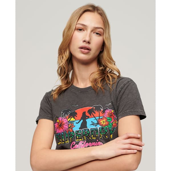 Superdry Cali Sticker Fitted T-shirt Med Korta ärmar Brun M Kvinna