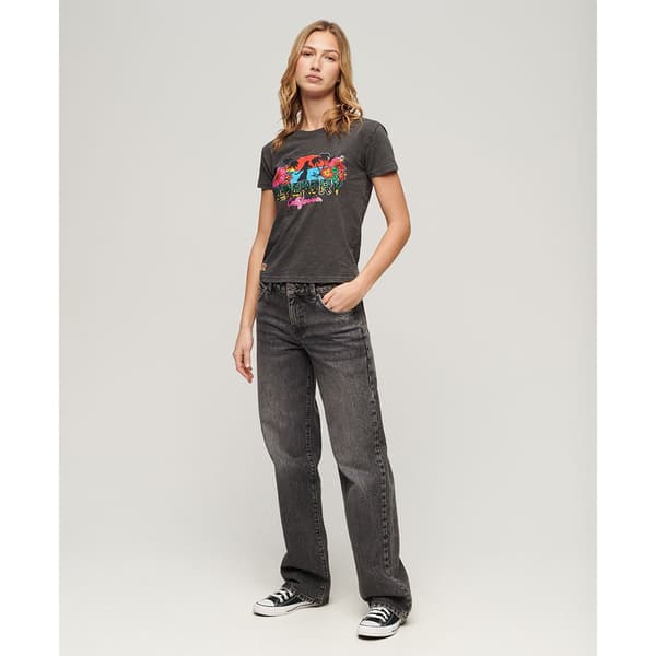 Superdry Cali Sticker Fitted T-shirt Med Korta ärmar Brun M Kvinna