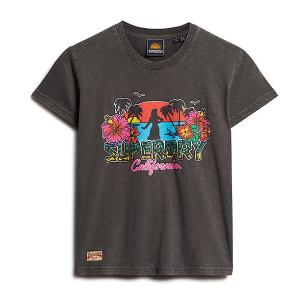 Superdry Cali Sticker Fitted T-shirt Med Korta ärmar Brun M Kvinna