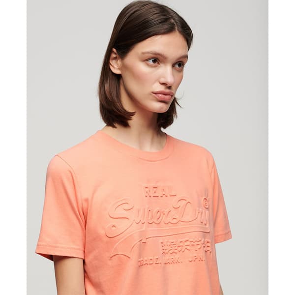 Superdry Embossed Vl Relaxed T-shirt Med Korta ärmar Rosa L Kvinna