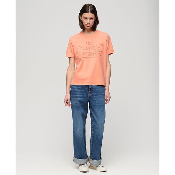 Superdry Embossed Vl Relaxed T-shirt Med Korta ärmar Rosa L Kvinna