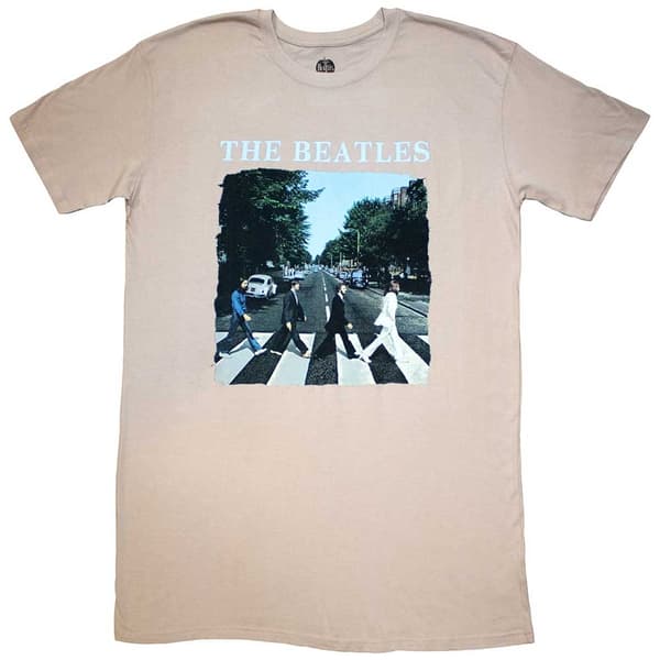 The Beatles Ladies T-Shirt Dress: Abbey Road & Logo (Medium)
