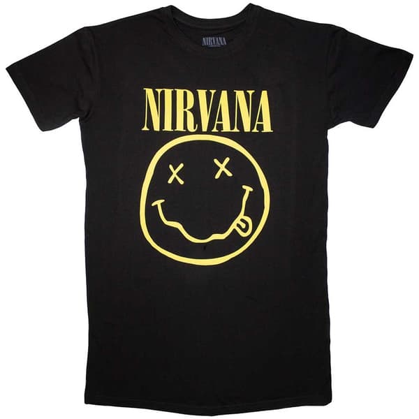 Nirvana Ladies T-Shirt Dress: Yellow Happy Face (XXX-Large)