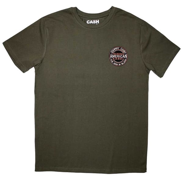 Johnny Cash Unisex T-Shirt: Mini American Rebel Logo (Large)