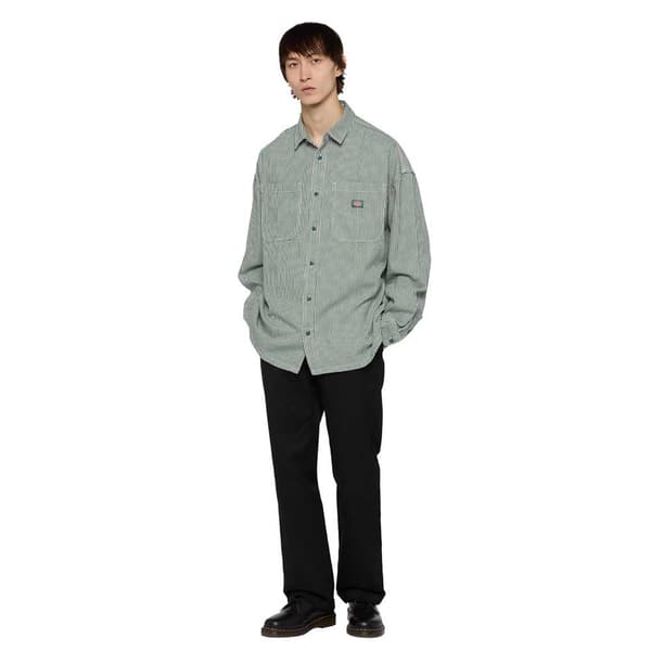 Dickies Hickory Skjorte Med Lange ærmer Grøn L Mand