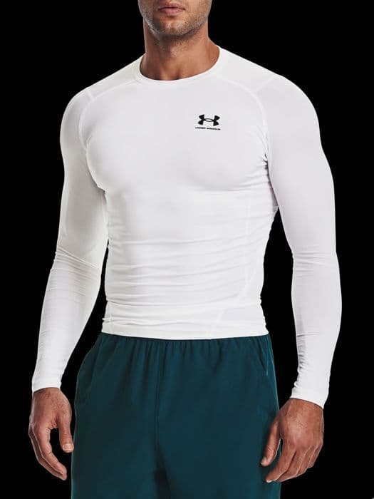 Sporttröja - Under Armour - HG Armour Comp LS - Vit - Långa ärmar - Andas