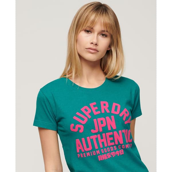Superdry Puff Print Archive Fitted T-shirt Med Korte ærmer Blå S Kvinde