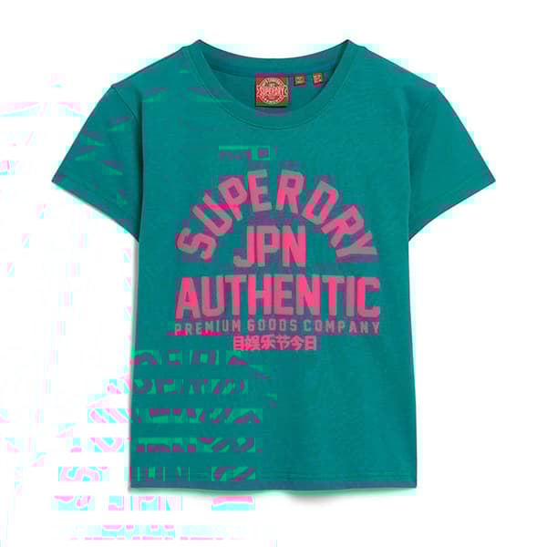 Superdry Puff Print Archive Fitted T-shirt Med Korte ærmer Blå S Kvinde