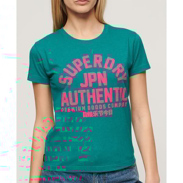 Superdry Puff Print Archive Fitted T-shirt Med Korte ærmer Blå S Kvinde