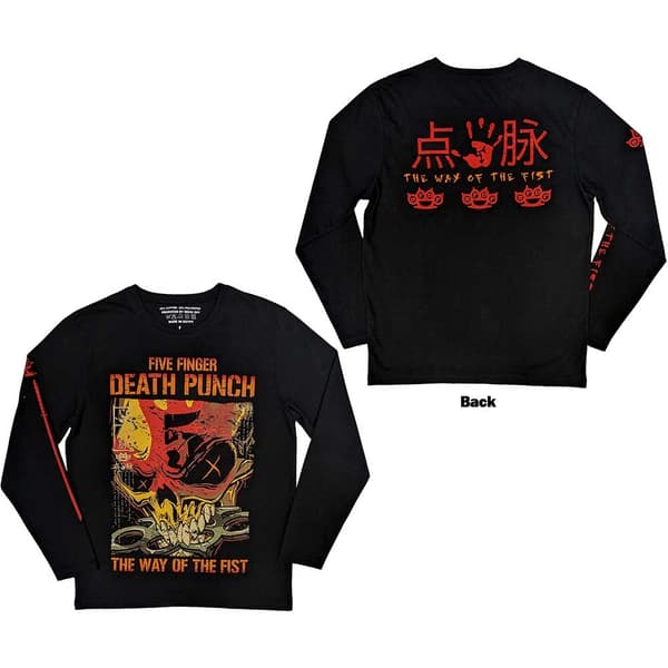 Five Finger Death Punch Unisex Long Sleeve T-Shirt: The Way Of The Fist (Back & Sleeve Print) (XX-Large)