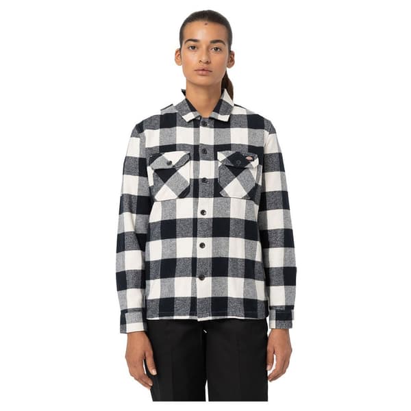 Dickies New Sacramento Skjorta Med Långa ärmar Vit,Svart L Kvinna