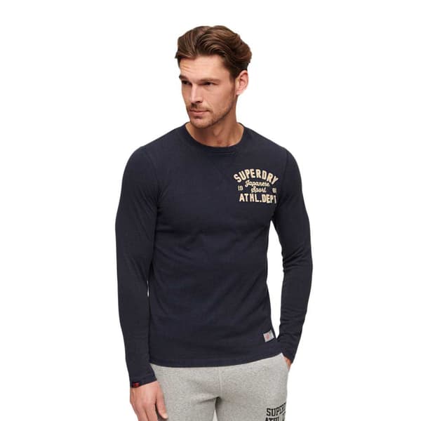 Superdry Vintage Athletic Chest T-shirt Med Lång ärm Blå L Man