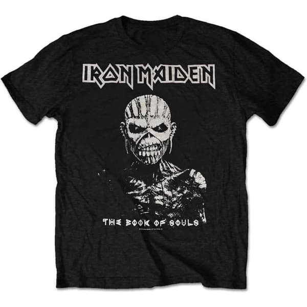 Iron Maiden T Shirt The Book of Souls White Contrast Official Mens Black