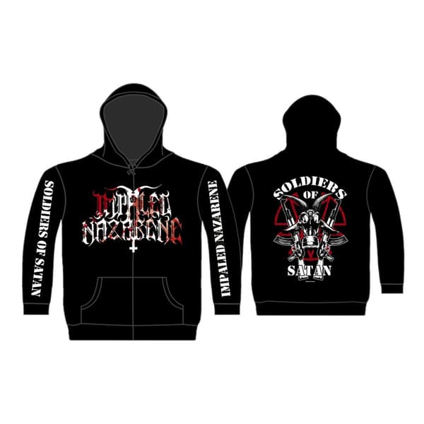 IMPALED NAZARENE ZIPPED HOODIE - SOLDIERS OF SATAN