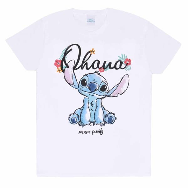 Disney Stitch - Ohana Means Family  - Unisex White T-Shirt - Small