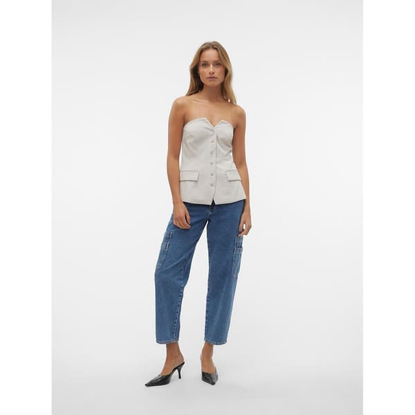 Vero Moda Charity Hihaton T-paita Beige 38 Nainen