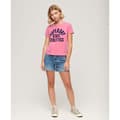 Miniatyrbild 3 av 6: Superdry Varsity Flocked Fitted T-shirt Med Korta ärmar Rosa S Kvinna