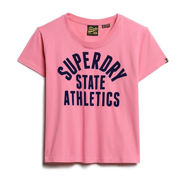 Superdry Varsity Flocked Fitted T-shirt Med Korta ärmar Rosa S Kvinna