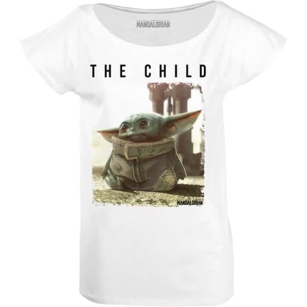 Star Wars The Mandalorian T-shirt för kvinnor - Baby Yoda The Child - Rund hals - Korta ärmar - 100 % bomull