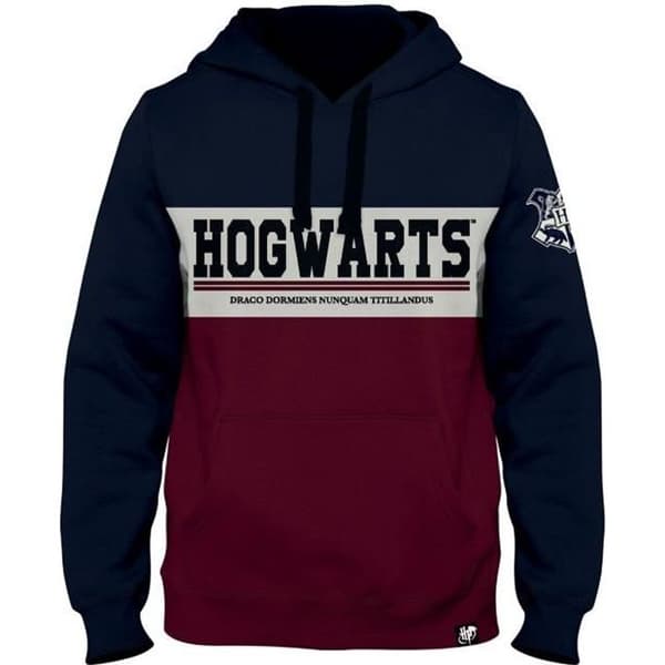 Sweat - Harry Potter - Hogwarts - Blå, Vit, Bordeaux - Långa Ärmar - Huva