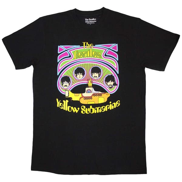 The Beatles Unisex T-Shirt: Yellow Submarine Heads in Circles v2 (Small)