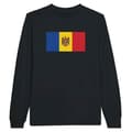 Miniatyrbild 1 av 3: T-shirt med långa ärmar - PIXELFORMA - Moldaviens flagga - Svart - Klassisk krage - 100 % bomull