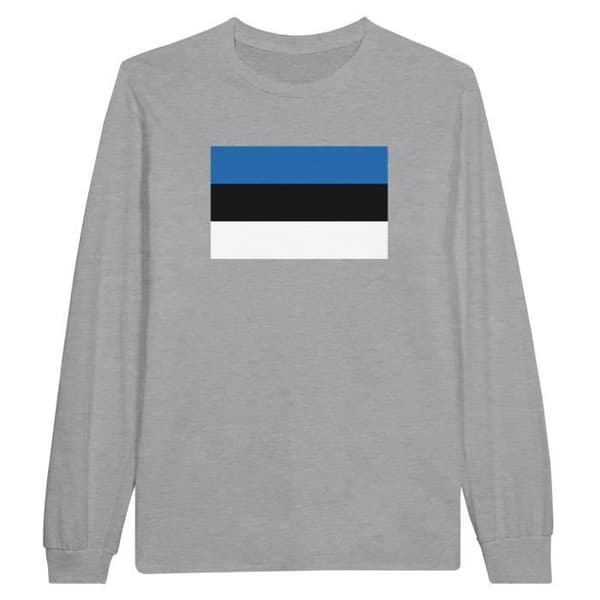 T-shirt med långa ärmar - PIXELFORMA - Estlands flagga - 100% bomull - Grå - Långa ärmar