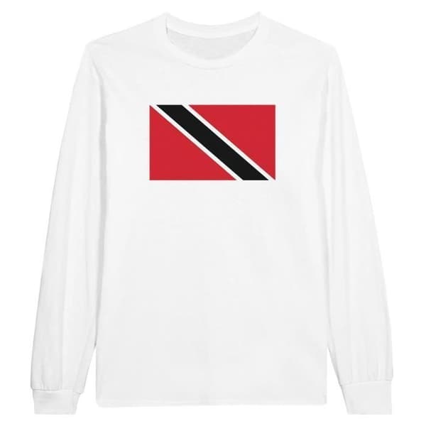 Långärmad t-shirt - PIXELFORMA - Trinidad och Tobagos flagga - Vit - 100% bomull - Regular passform