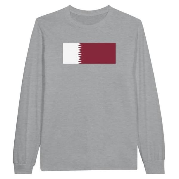 Långärmad T-shirt - PIXELFORMA - Qatarflagga - Grå - 100% bomull - Regular passform