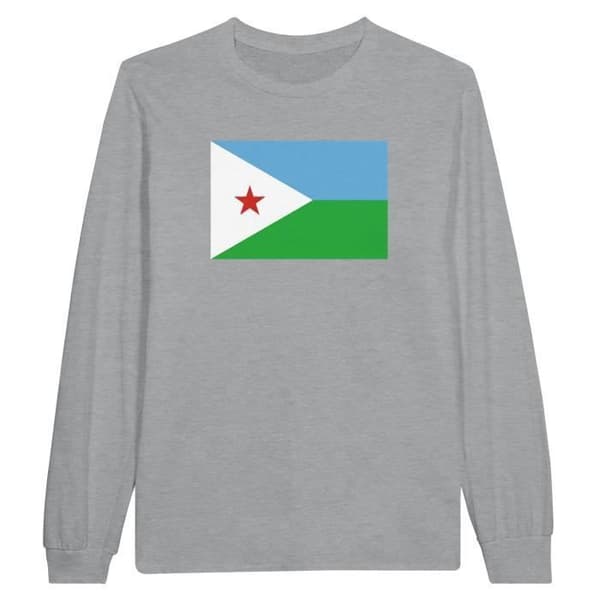 T-shirt med långt ärm - PIXELFORMA - Djiboutis flagga - 100% bomull - Långärmad - Optimal komfort