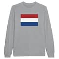 Miniatyrbild 1 av 3: Långärmad T-shirt - Nederländernas flagga - Grå - 100% bomull - Långärmad - Rundad hals