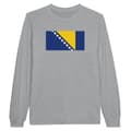 Miniatyrbild 1 av 3: Långärmad t-shirt - Bosnien och Hercegovinas flagga - Grå - 100% bomull - Klassisk passform - Unisex