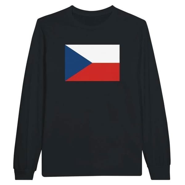 T-shirt med långa ärmar - PIXELFORMA - Tjeckiens flagga - Svart - Regular passform - Klassisk krage