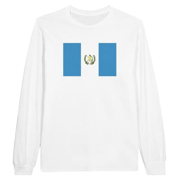Långärmad T-shirt - PIXELFORMA - Guatemalas flagga - 100% bomull - Vit - Herr