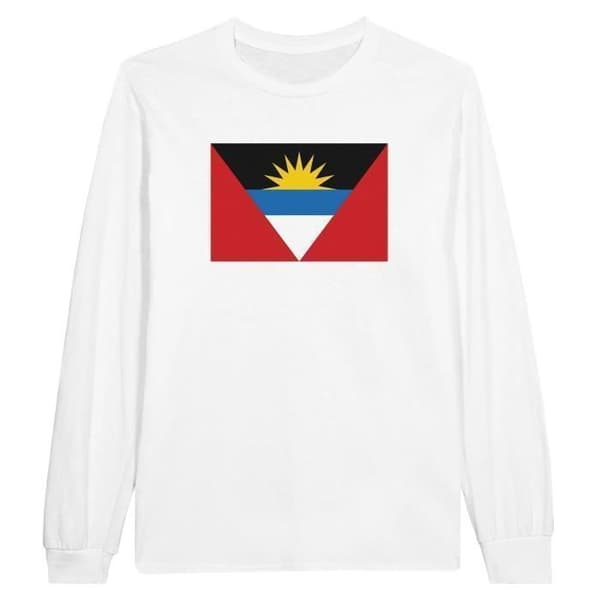 T-shirt med lång ärm - Antigua och Barbuda - Vit - 100% bomull - Normal passform - Långa ärmar
