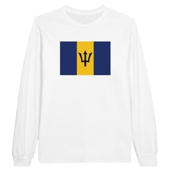 T-shirt med långa ärmar - PIXELFORMA - Barbados flagga - 100% bomull - Långa ärmar - Regular passform