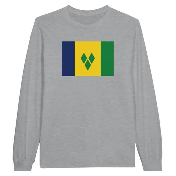 Saint Vincent och Grenadinernas flagga långärmad T-shirt i grått