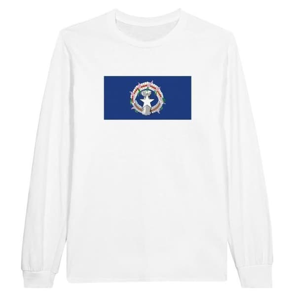 T-shirt med långa ärmar - Nordmarianerna flagga - Vit - 100% bomull - Regular fit - Unisex