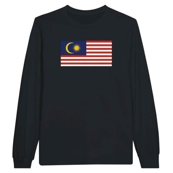 T-shirt med långärmar - PIXELFORMA - Malaysias flagga - Svart - Regular - Vuxen