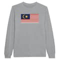 Miniatyrbild 1 av 3: Långärmad T-shirt - PIXELFORMA - Malaysias flagga - 100% bomull - Långärmad - Grå
