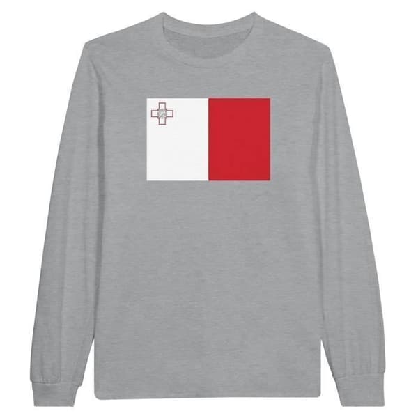 Långärmad t-shirt - PIXELFORMA - Maltas flagga - 100% bomull - Långärmad - Optimal komfort